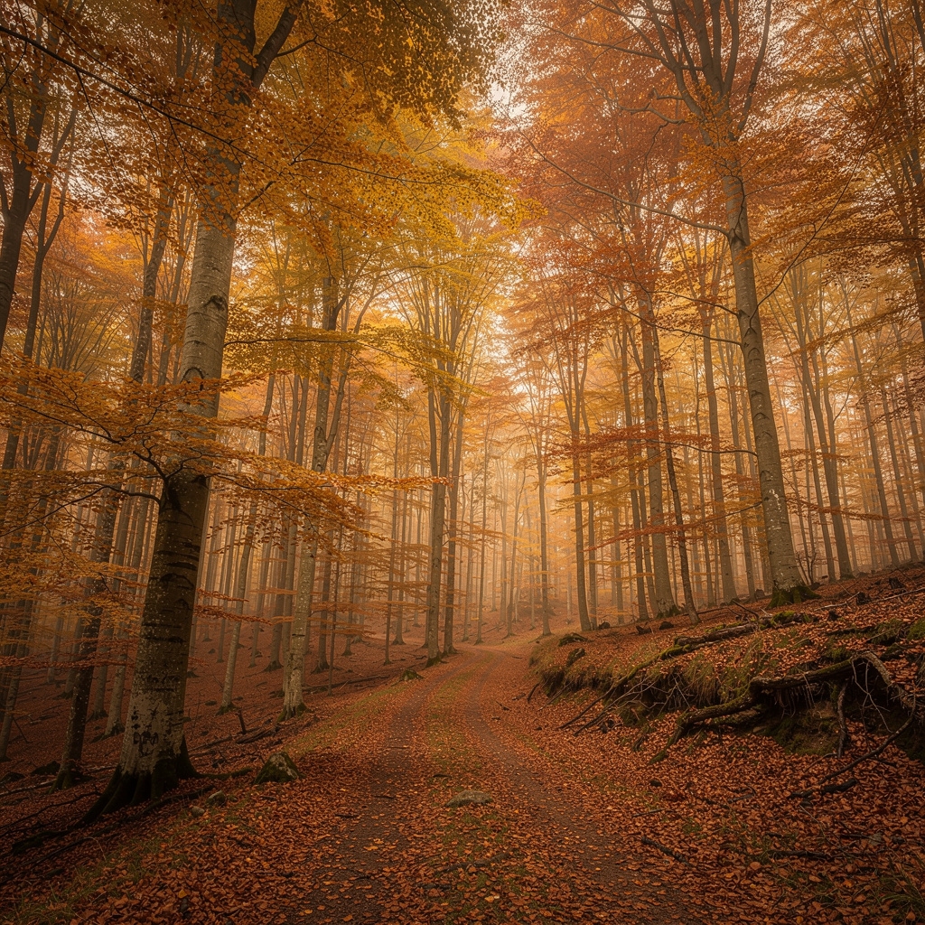 Forêt aux couleurs d'automne dans les Vosges